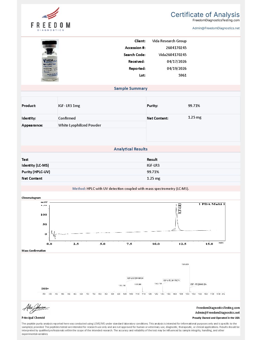 IGF-1 LR3 1mg - Vida Research GroupVida Research Group